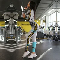 Oshoplive 2024 New Fashion Letter Printed Sports Jumpsuit For Women Long Sleeves Zipper High Neck Slim Fit One-Piece Outfits - Image 4