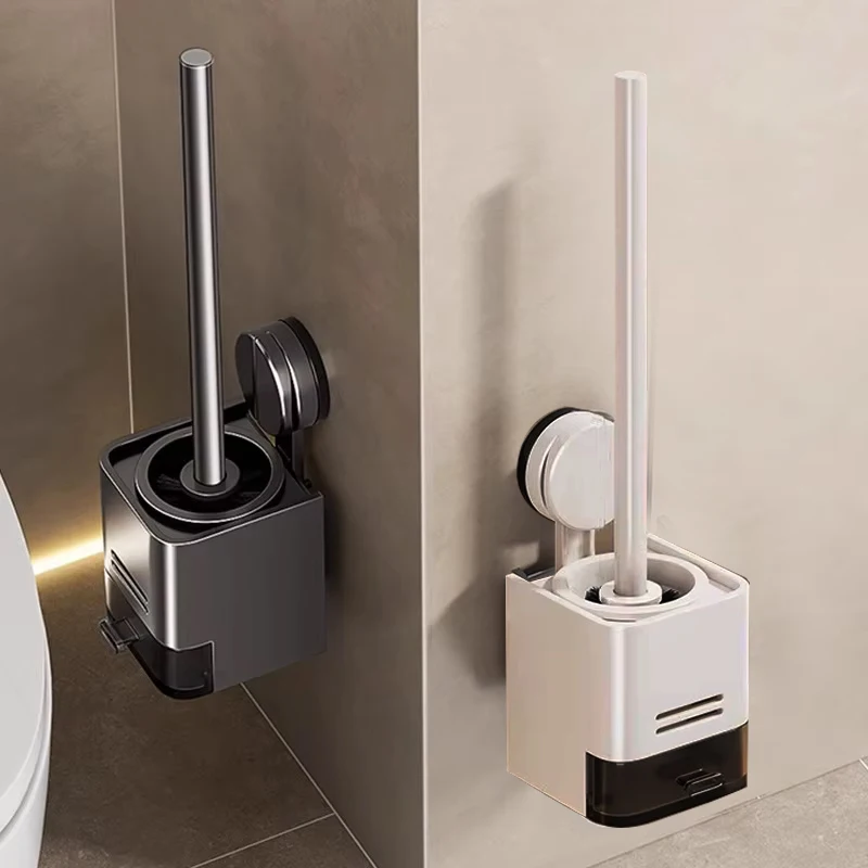 ชุดแปรงขัดห้องน้ำแบบติดผนังพร้อมที่เก็บของ ไม่มีมุมอับ ใช้ทำความสะอาดห้องน้ำ 1