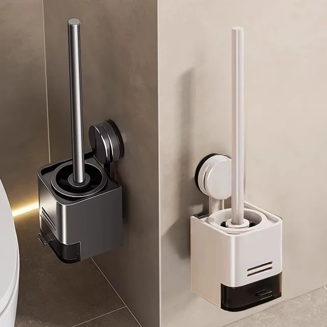 ชุดแปรงขัดห้องน้ำแบบติดผนังพร้อมที่เก็บของ ไม่มีมุมอับ ใช้ทำความสะอาดห้องน้ำ 1