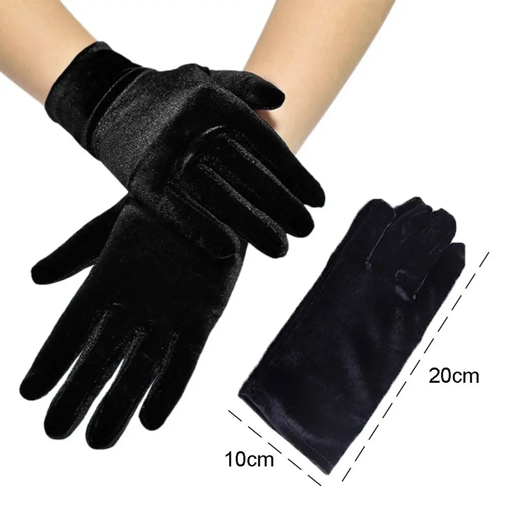 Opera Costume Solid Color Female Mittens Full Finger Warm Gloves Velvet Full Finger Gloves