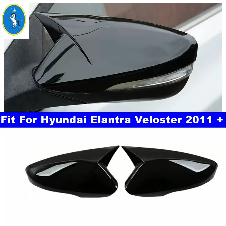 

Ox Horn Blade Style Rearview Mirror Cover Trim Fit For Hyundai Elantra Veloster 2011 -2015 Black / Carbon Fiber Look Accessories