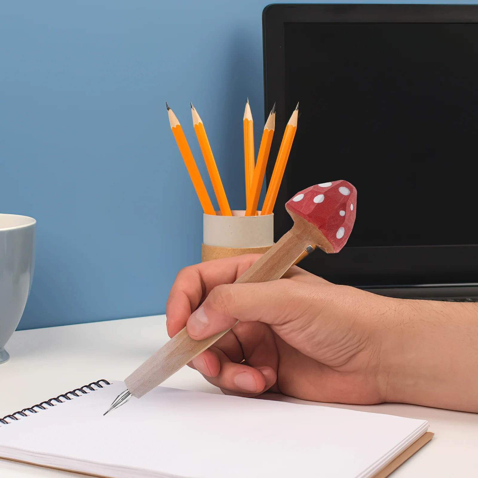 

Mushroom Pen Handmade Wood Carved Pen Novelty Writing Pen Cartoon Ballpoint Marker Cute Stationary Supplies