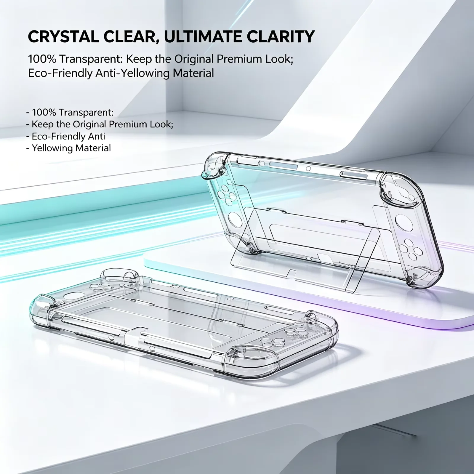 Switch OLED Crystal Case with Built-in Stand - Premium Protective Game Accessory