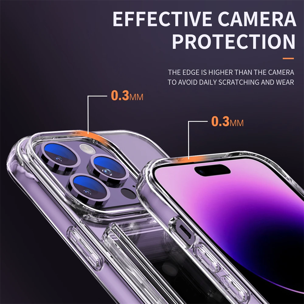 Enhanced Four-Corner Protective Transparent Acrylic Phone Case with Card Slot