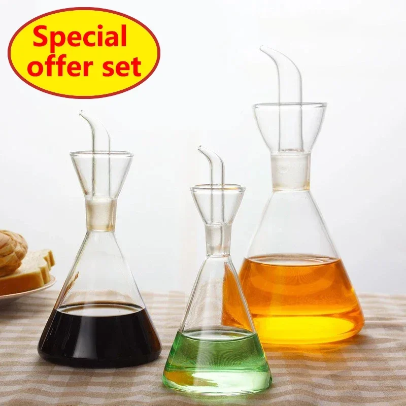 Seasoning Bottle High Borosilicate Glass Oil Pot Household Leak-proof Oil Vinegar Pots Kitchen Soy Sauce Tank