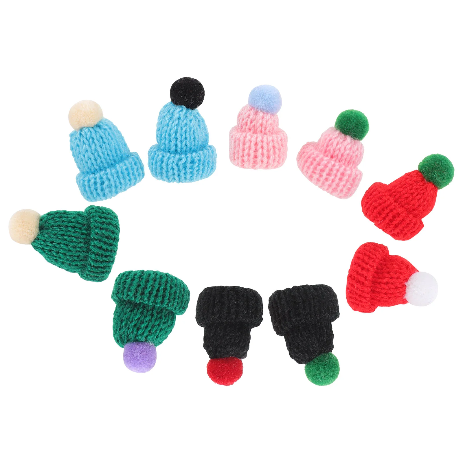 

10pcs DIY Knitting Hats with Pompom Hat Yarn Hat DIY Craft Knitting Decoration Crochet Pompon Small Caps Hats for Craft Jewelry