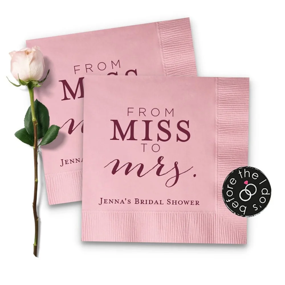 

From MISS to mrs. Personalized Bridal Shower Napkins - Party Napkins - Cocktail Napkins Wedding - Wedding Napkins - Engagement P
