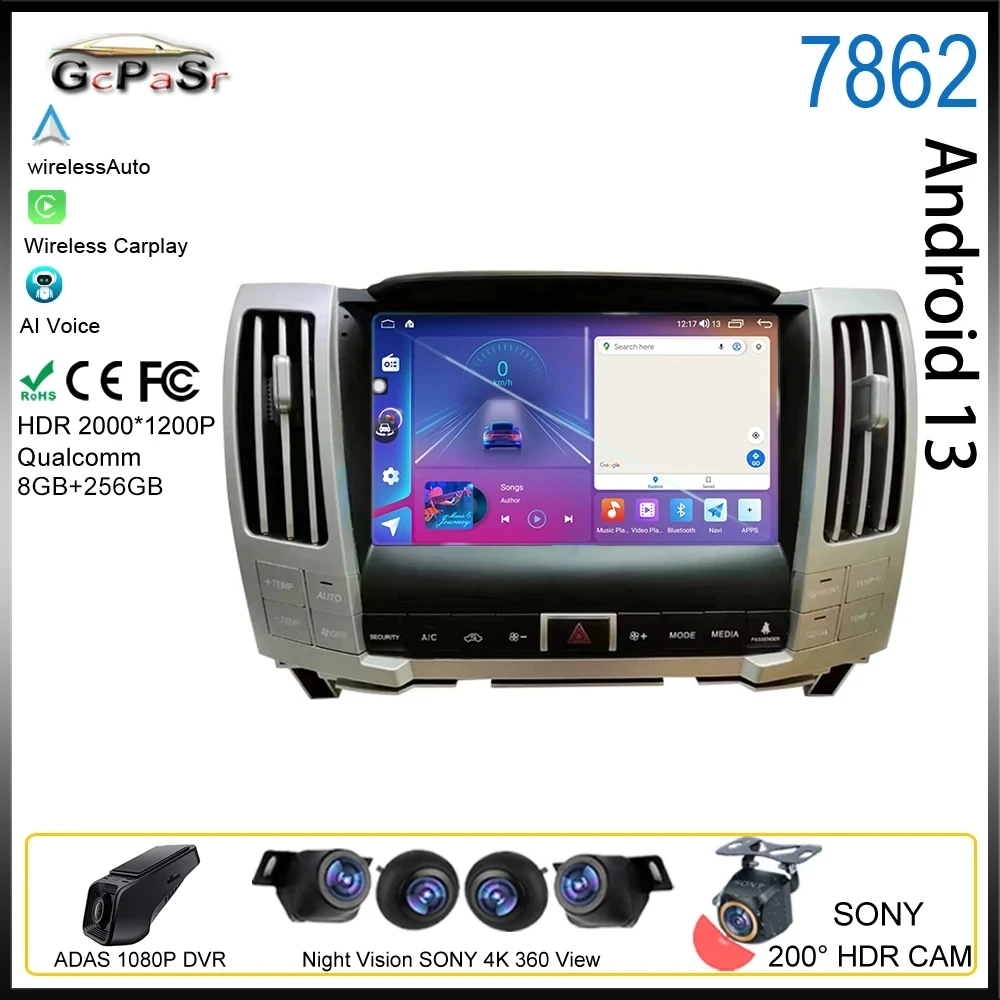 

Android 13 для Lexus RX RX300 RX330 RX350 RX400 RX450 TOYOTA Harrier 2003 - 2008 автомобильный мультимедийный радиоприемник для Carplay GPS плеер автомобильный