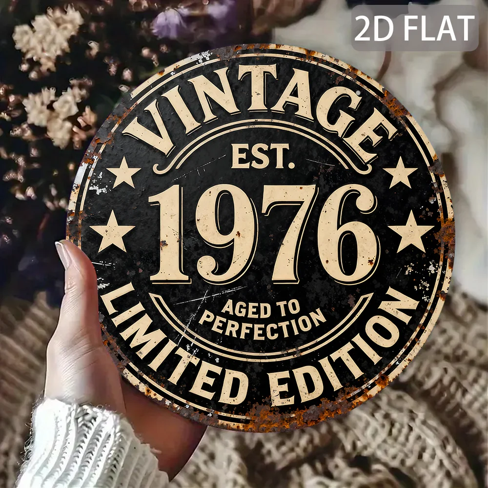 2D Flat Printing, Decorative Signs And Plaques, 1pc, Vintage "1976 LIMITED EDITION" Aluminum Sign (7.9"X7.9"), Wall Art Suitable