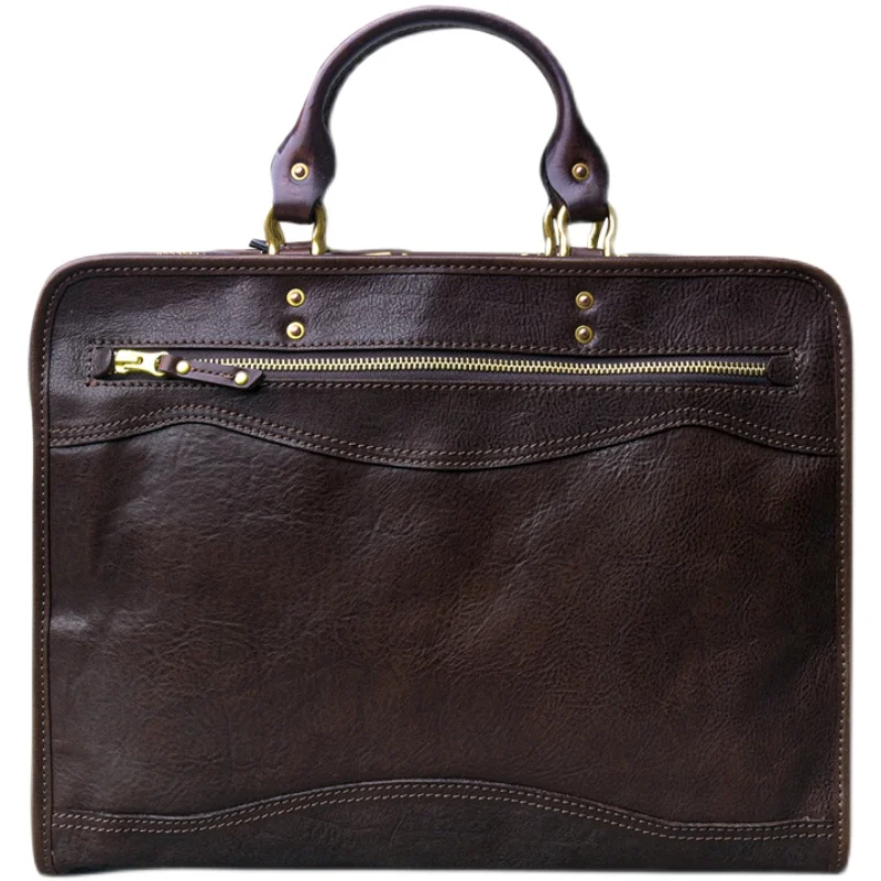 Men\'s Bag Genuine Leather Men Briefcase for Laptop 14 Messenger Male Cognac Leather Bag Business Portfolio for Document A4 Bags