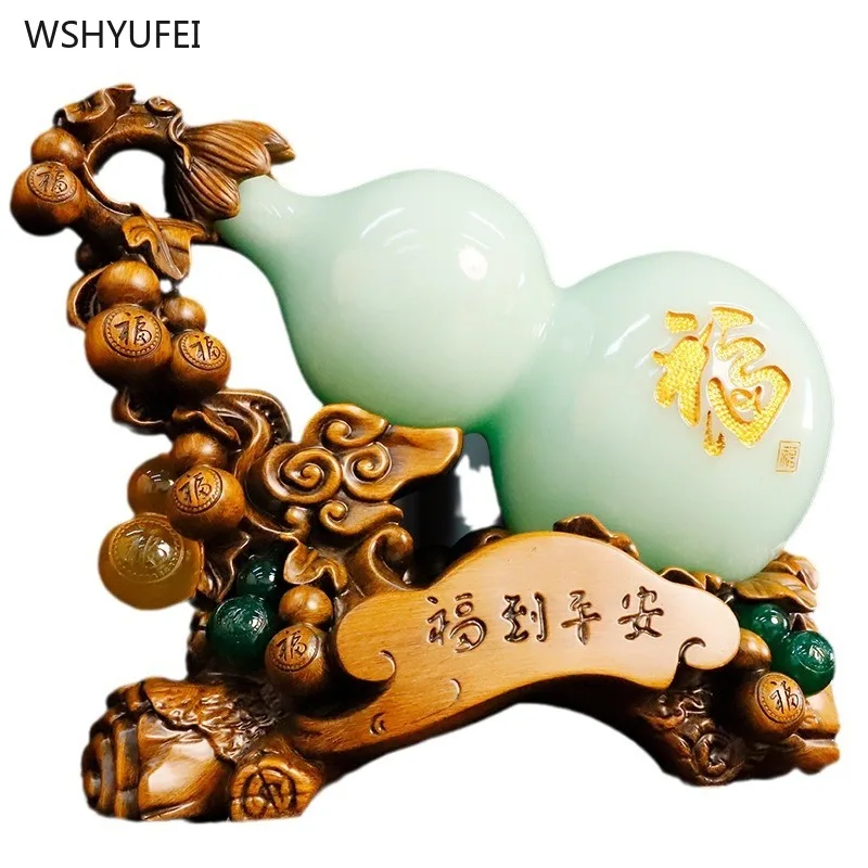 

1 pc Chinese style gourd resin ornaments desktop office Wine cabinet shop Housewarming gift Feng Shui Accessories Attract wealth
