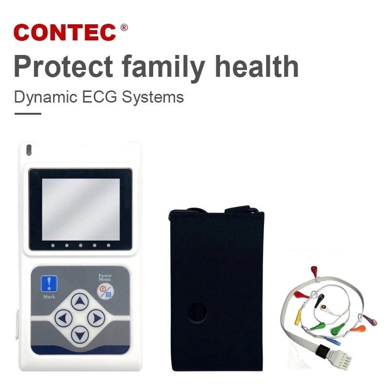 ECG Monitor CONTEC 12 Channels Heart Rate TLC5000 24 Hours Holter Portable with LCD Display Monitoring EKG System CE