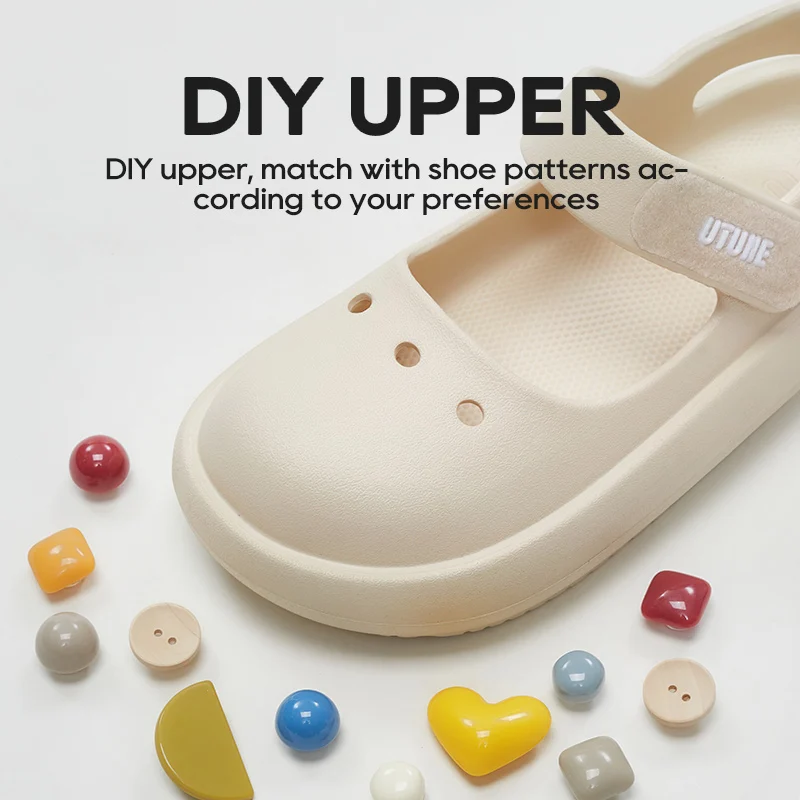 Women Sandals Garden Shoes Soft Sole Slippers DIY Platform Thick Sole Summer Mary Jane Hook & Loop