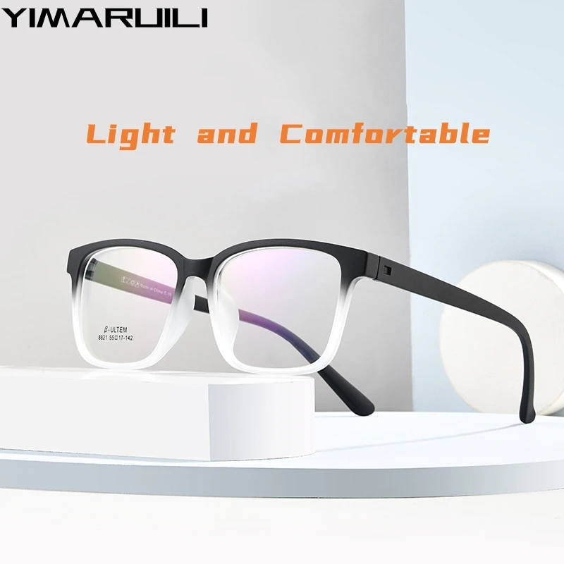 YIMARUILI Mode Ultra-licht Große Schraubenlose TR90 Brillen Frauen Platz Retro Große Gesicht Optische Brillen Rahmen Männer