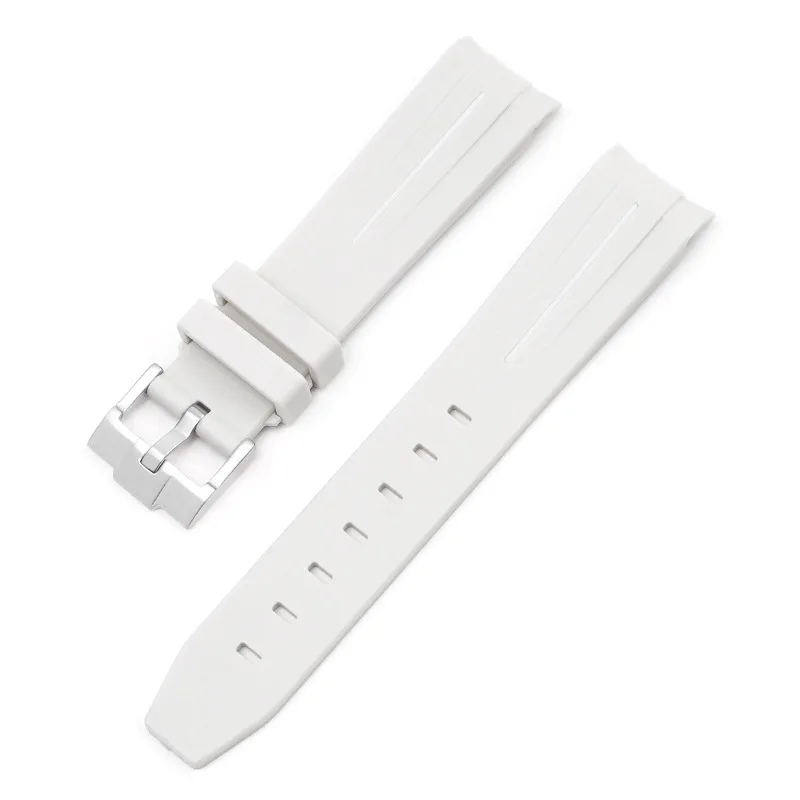 Silicone Diving Sport Watch Band - Curved End TPU Rubber Strap 20mm