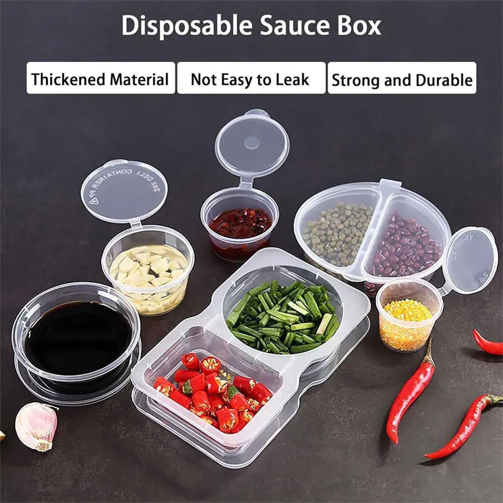Double Compartment Transparent Dressing Containers Leakproof Stackable Storage Snack Containers Disposable for Travel Picnic