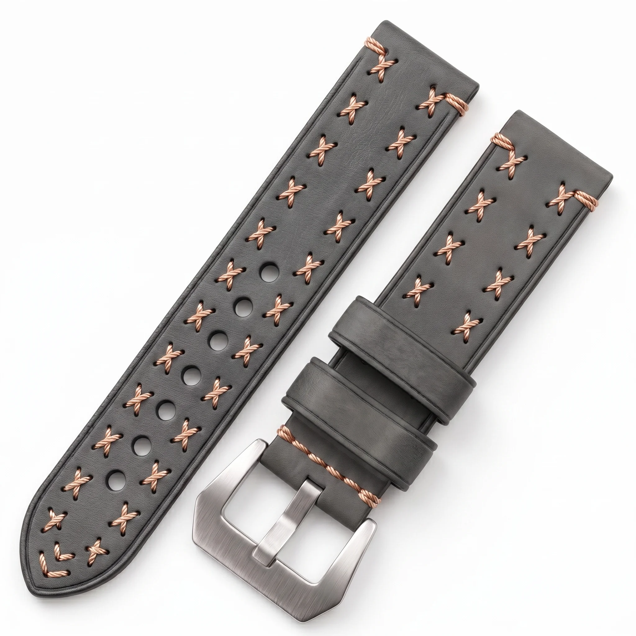 Luxurious Hand-Stitched Leather Watch Strap with Heavy Duty Buckle – Retro Cowhide Bracelet
