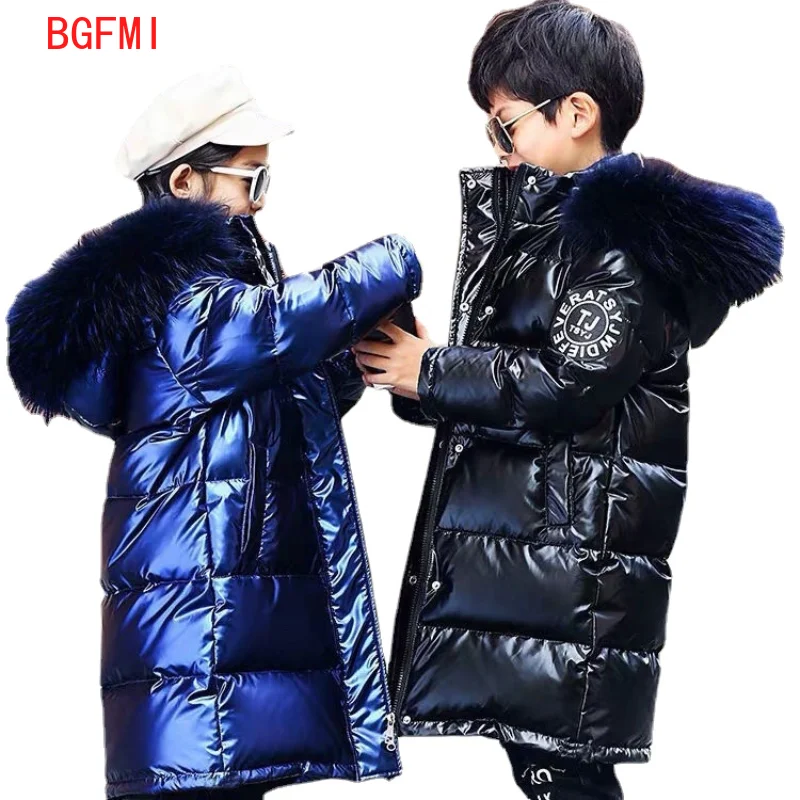 

-30° Children Winter Jacket Clothes Girl Warm Waterproof Coat Hooded Long Down Cotton Coat for Boy Kids Outerwear Parka Clothing