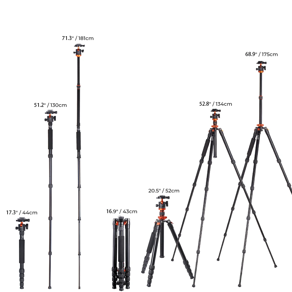 K & F Concept-Trépied de voyage léger pour appareil photo aérien, monopode  amovible, charge avec poignées, appareil photo reflex numérique, 94 ,  2.4m, Convient pour IL, Sony, Nikon - AliExpress