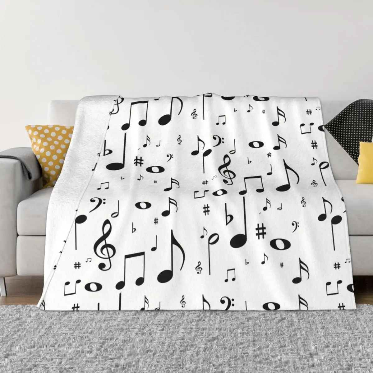 

Music Notes Blanket Flannel Decoration Simple Portable Home Bedspread