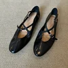 Brand Round Toe Flat Ballet Shoes Women Retro Soft Sole Mary Jane Shoes Cross-tied Comfy Low Heel Dress Shoe Casual Mules Shoes 3