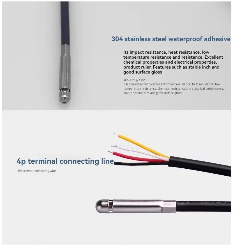 SGP30/SGP40 TVOC Luftqualität ECO2 Formaldehyd Kohlendioxid Sensor Wasserdicht Edelstahl Sondendraht – Detail 2