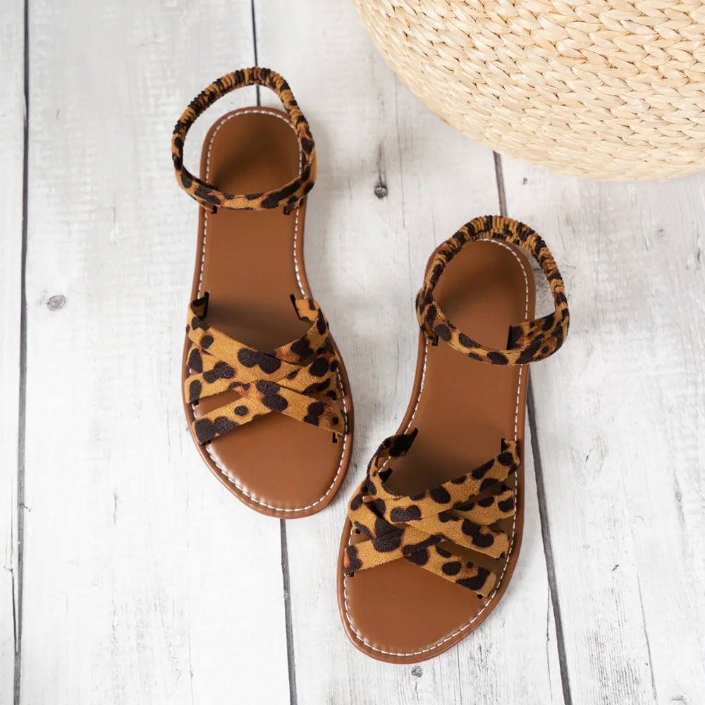 Flats Leopard Sandals Women Cozy Casual Shoes Walking New Walking Slippers 2024 Summer Outdoor Beach Slides Flip Flops