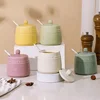 Condiment Jar Container Lid Spoon Sugar Bowls Seasoning Box Salt Jars Tea Caddy for Kitchen Countertop spice jar,seasoning jar,condiment squeeze bottle,seasoning bottle,condiment squeeze bottles