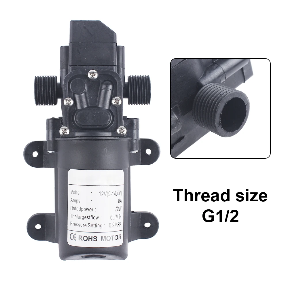 thumbnail interactive-video image 1 of 12V 70W High Pressure Water Pump - Diaphragm Self Priming For RV Marine 1 of 11