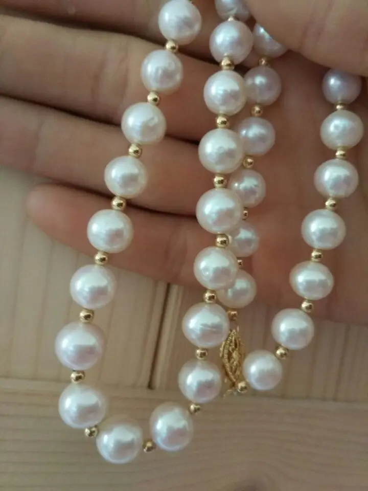 

Gorgeous AAA 9-10mm south sea White Round pearl necklace 20 inch