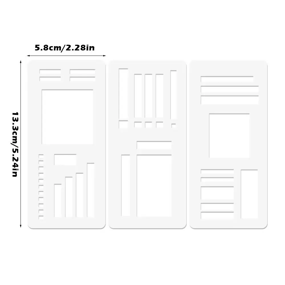 3pcs 도트 그리드 디자인 수제 유연한 기록 템플릿 DIY 스크랩북 저널 직사각형 스텐실 제도 도구 스텐실 자