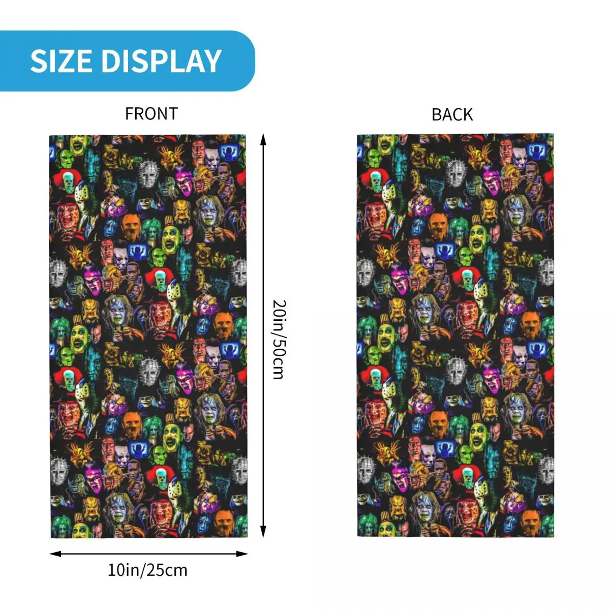 Horror Film Baddies Legends Bandana Neck Warmer Men Women Winter Ski Hiking Scarf Gaiter Chucky Alien Predator Killer Face Cover