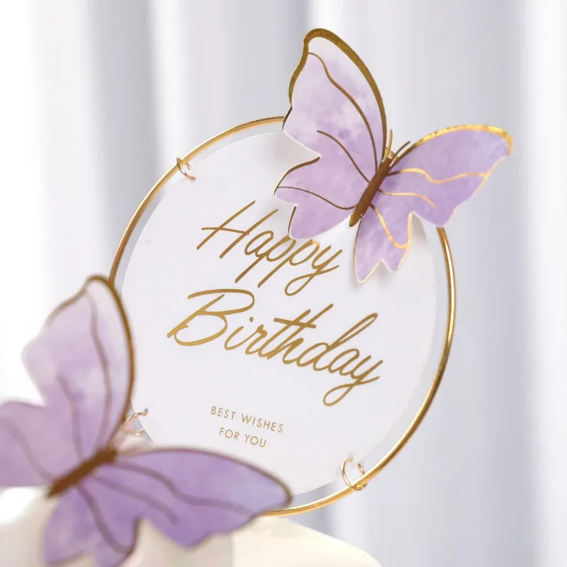 Butterfly Cake Decoration Happy Birthday Topper Handmade Painted For Wedding Party Baby Shower cake topper cake toppers cake decorations party decorations birthday party supplies