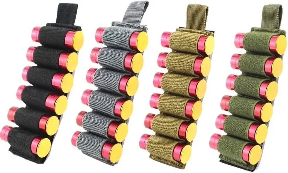

6 Round Shell Holder Tactical Shotgun Buttstock 12/20GA Cartridge Shell Case Bag Military Elastic Ammo Bullet Carrier Holster