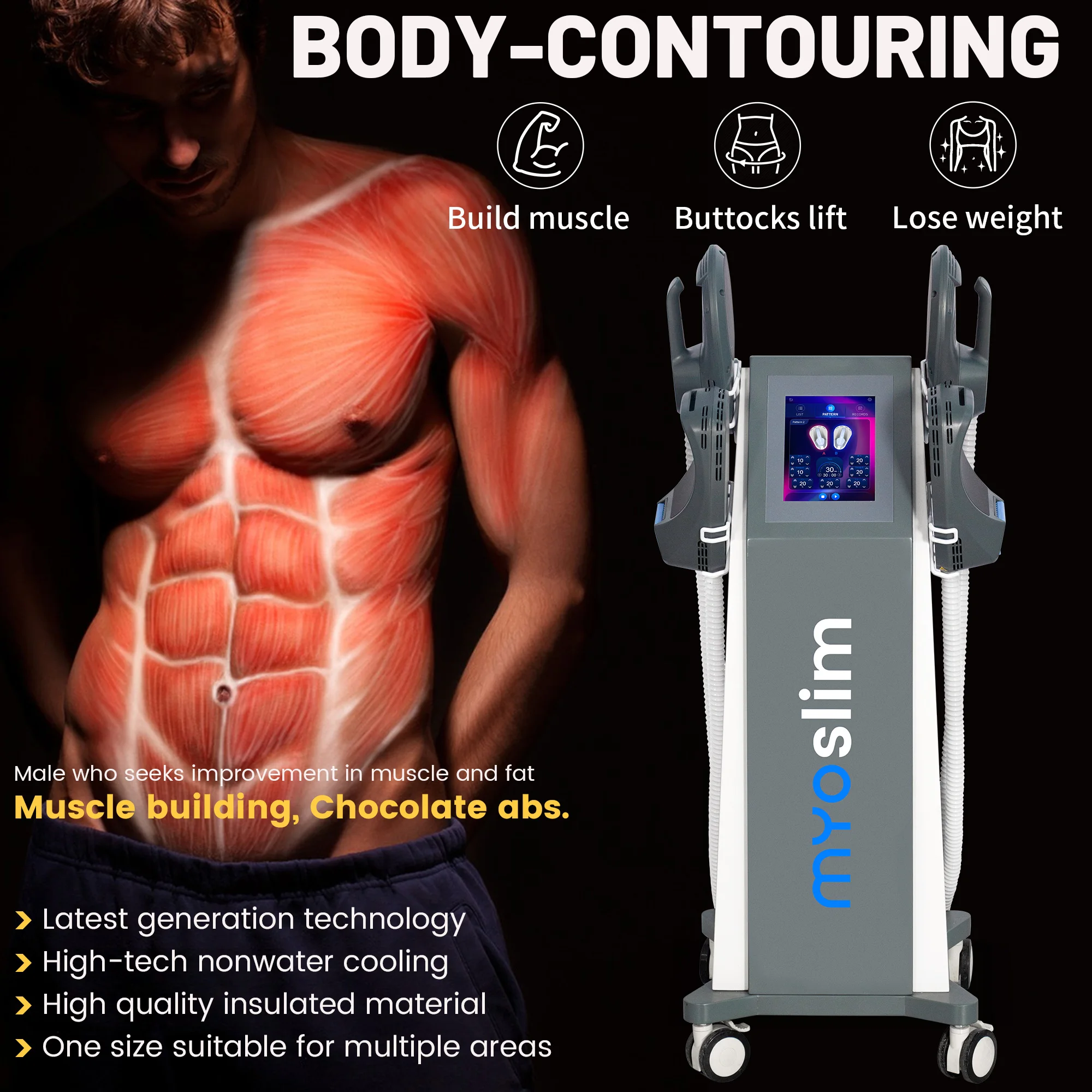 Máquina Profesional MYOslim EMS para Adelgazar el Cuerpo, Estimulación Muscular, Pérdida de Peso, Terapia de Escultura Corporal, 5 Manijas, Quemador de Grasa Pélvica y de Glúteos