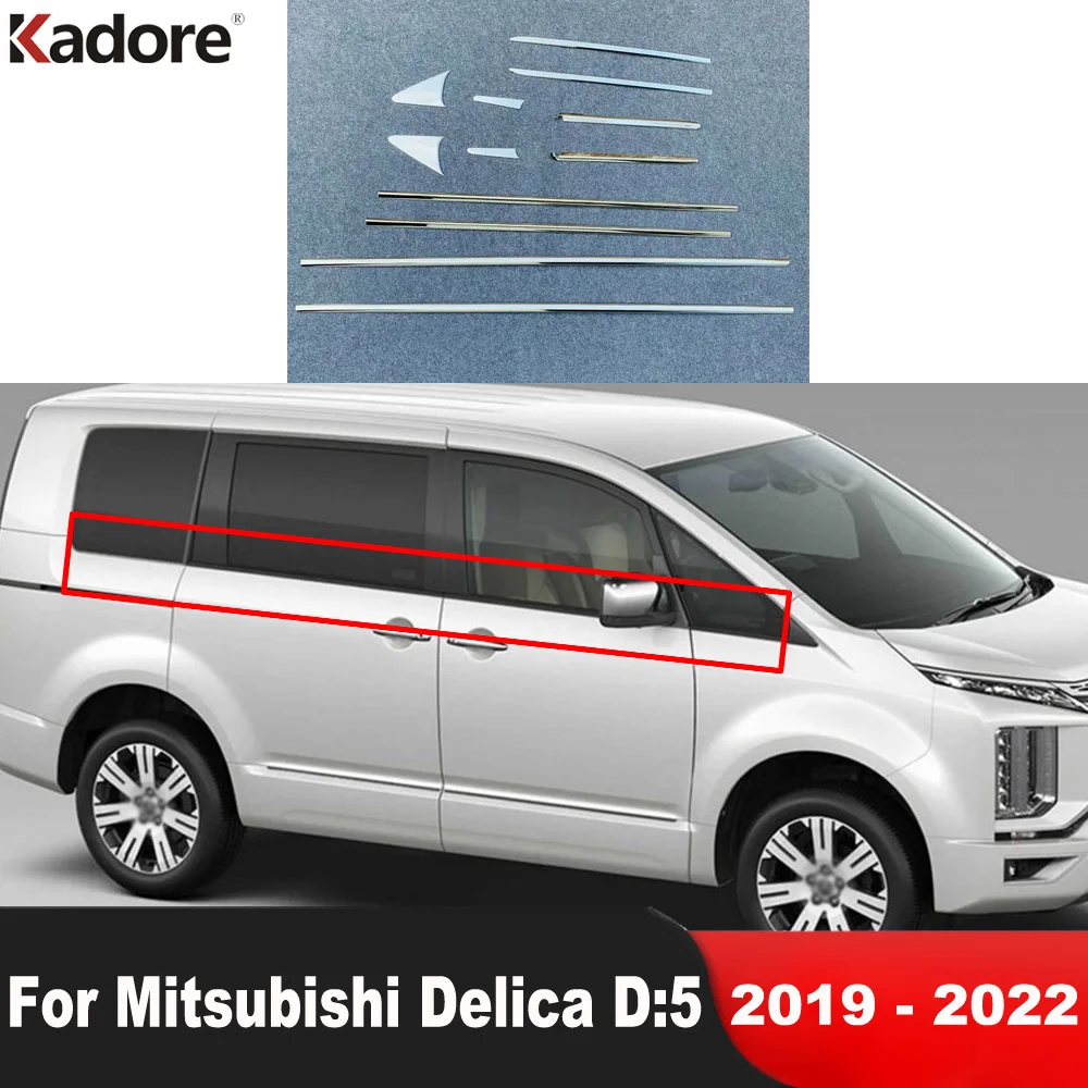 

Window Sill Trim For Mitsubishi Delica D:5 2019 2020 2021 2022 Steel Car Window Bottom Frame Molding Strip Exterior Accessories