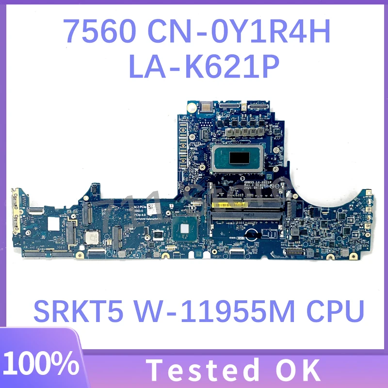 

CN-0Y1R4H 0Y1R4H Y1R4H GDB55 LA-K621P Mainboard For DELL Precision 7560 Laptop Motherboard With SRKT5 W-11955M CPU 100%Tested OK