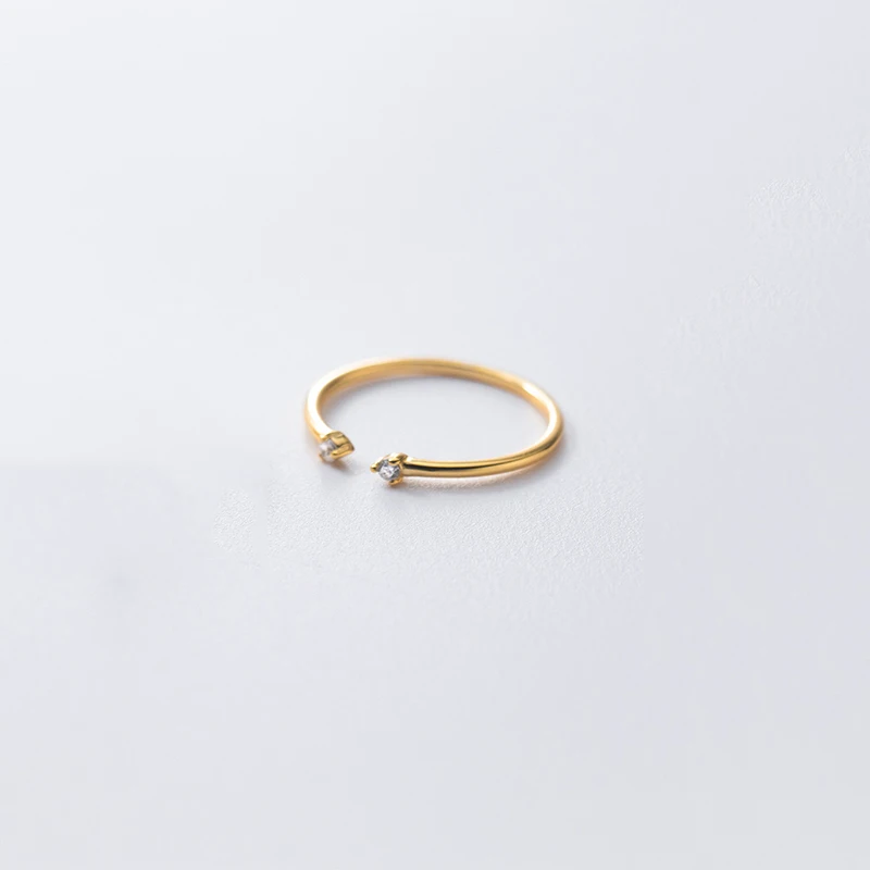 Women Silver Ring Gold Plated Silver Ring 925 Sterling Silver Zircon Finger Ring