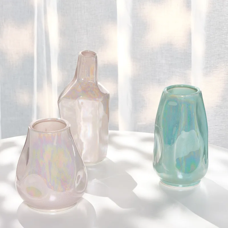

Home Decoration Modern Style Colorful Vase for Dried Flower Ceramic Crafts Office Desk Ornament Porcelain Hydroponic Vase Gifts