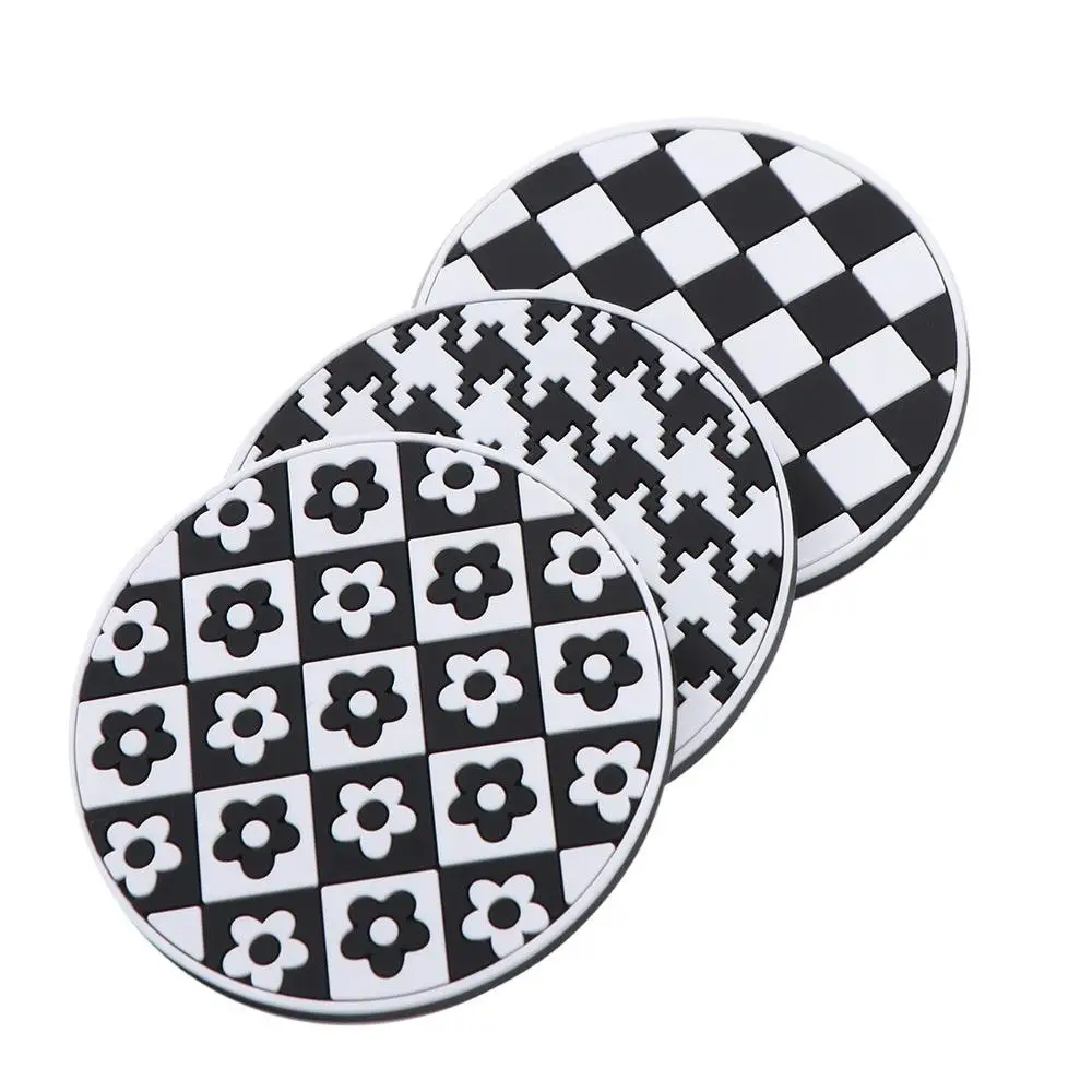 Houndstooth Flower Coaster Waterproof Heat Resistance Car Water Cup Pad Non-slip Anti-skid Water Cup Cushion Car Interior