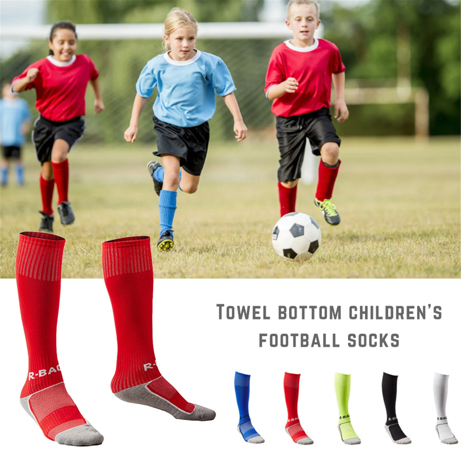 Towel-Bottom-Children-Football-Socks-Boys-Soccer-Sock-Kid-s-Above-Knee ...