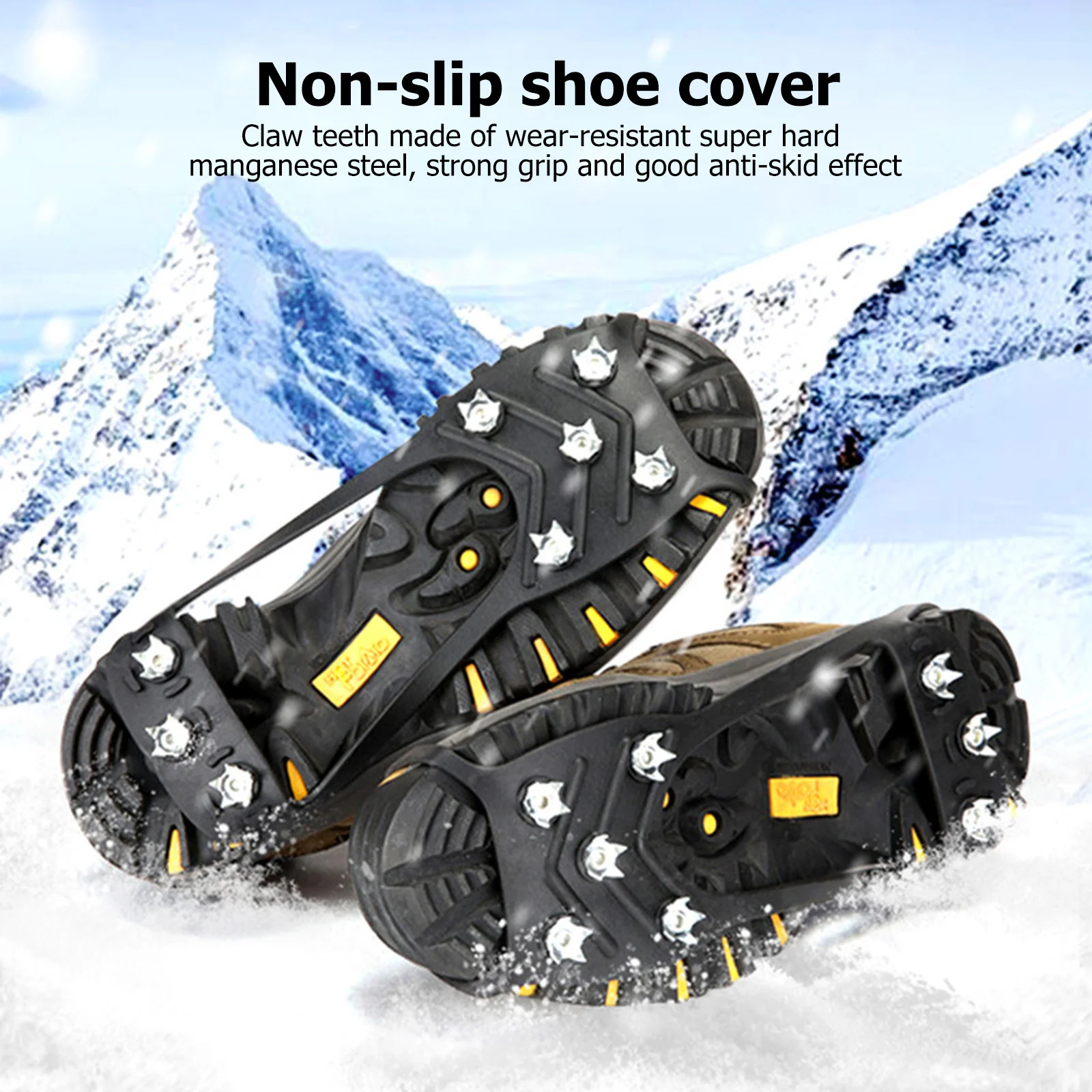 

1 Pair 8 Studs Teeth Anti-Skid Non Slip Ice Gripper Crampons Cleats For Spikes Shoes Hiking Climbing Winter Snow Outdoor Unisex