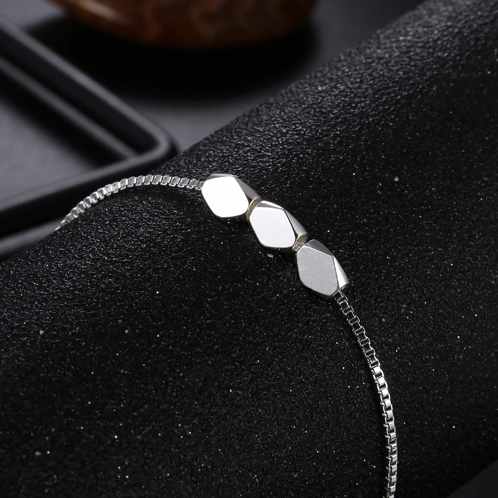 Korean fashion 925 sterling Silver box chain bracelets neckalce for women Party wedding accessories jewelry sets Couple gifts jewelry set silver jewelry silver jewelry set