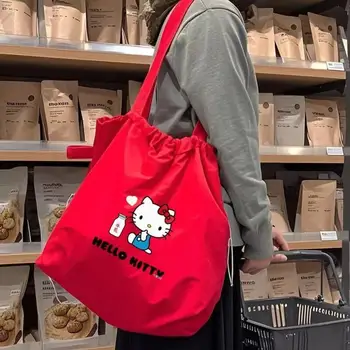 Sanrio Tote Bag Women Shoulder Bag Hello Kitty Kawaii Large Capacity Bag Student Bags Portable Shopping Bag Shoulder Bag Gift 1