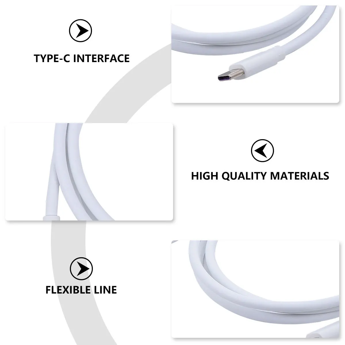 1Pcs Type-C 충전 케이블 3A 빠른 연결 높은 데이터 전송 속도 깨지지 않는 유연한 USB C 코드 호환 가능