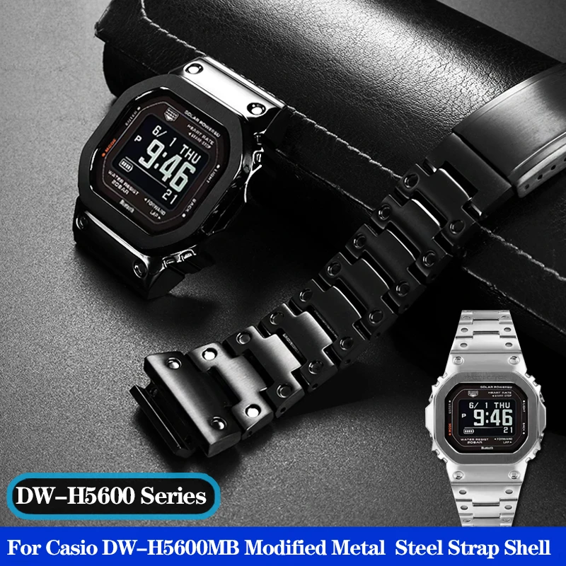 

Modified Metal Steel Watch Strap Shell for CASIO DW-H5600 DW-H5600MB Set Series Bracelet Bezel Stainless Steel Watchband Case