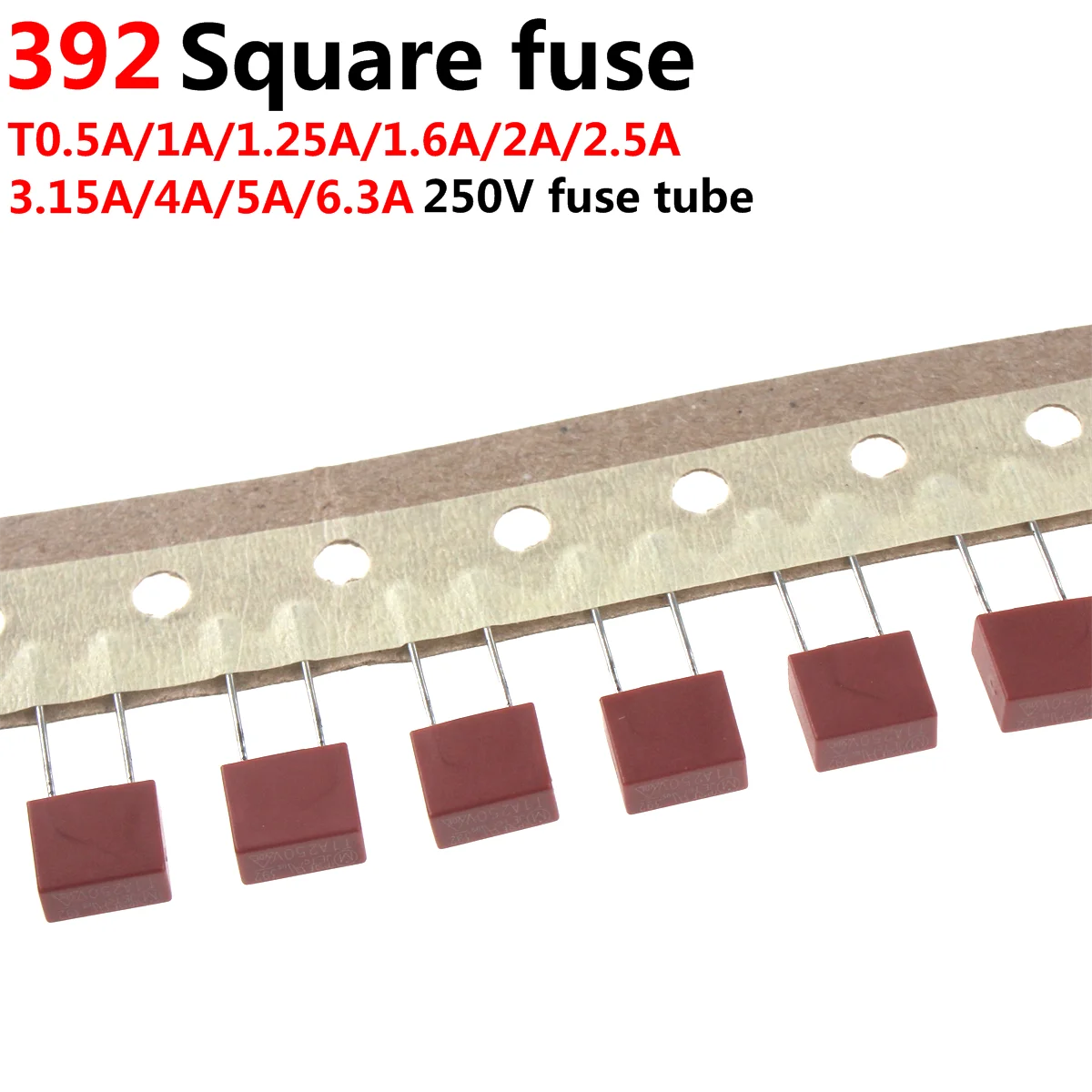 100pcs Square Plastic Fuse 250V 392 Square Fuse T0.5A 1A 1.25A 1.6A 2A 2.5A 3.15A 4A 5A 6.3A 8A LCD TV Power Board Commonly Used round square ceramic honeycomb soldering board jewelry heating paint printing drying tool plate jewelry processing making tool