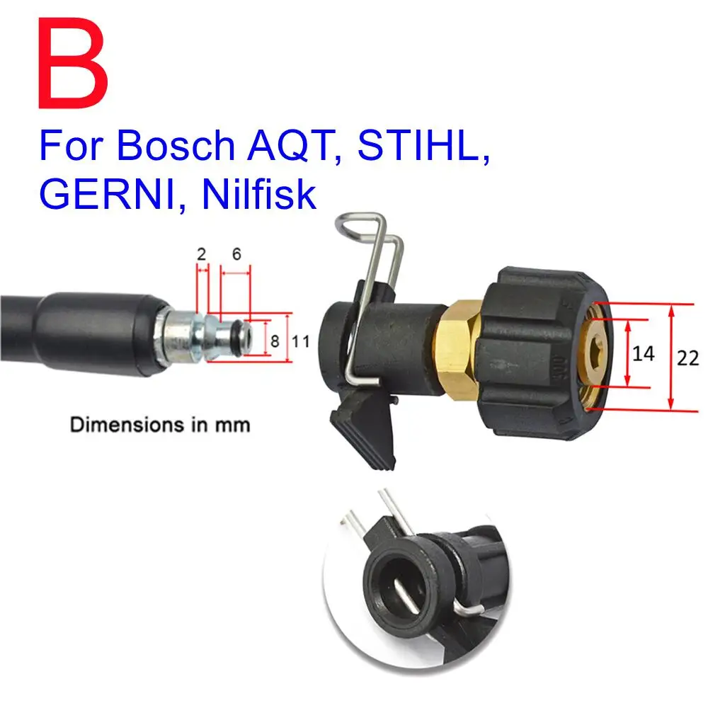 Pressure Washer Hose Outlet Connector Converter For Karcher Lavor Bosch Nilfisk STIHL AR Blue To M22 Connect 5