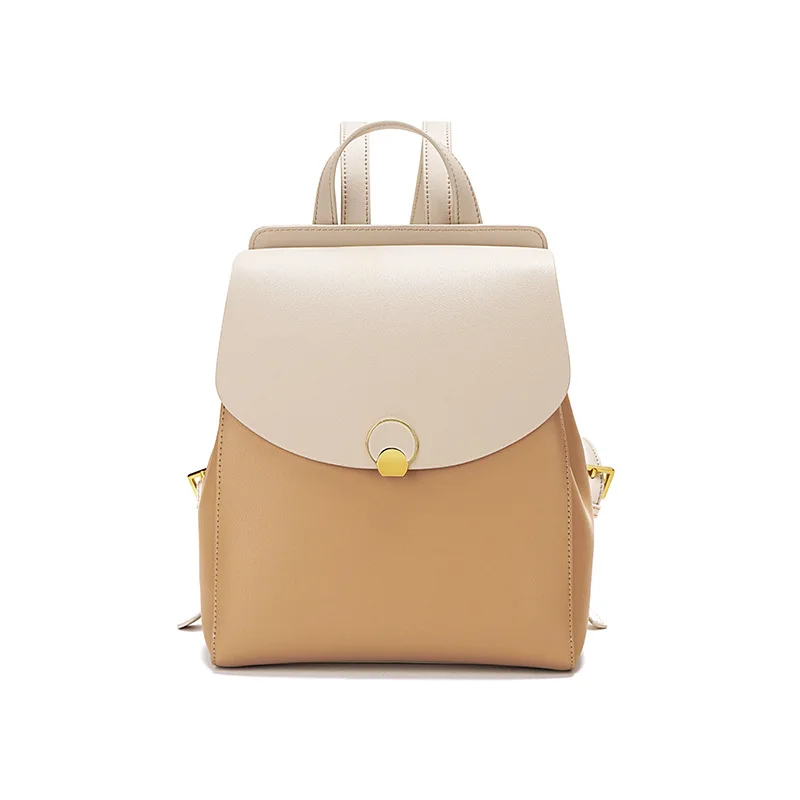 New Women Cowhide Leather Shoulder Backpack For Teenage Girls Luxury Brand Bags