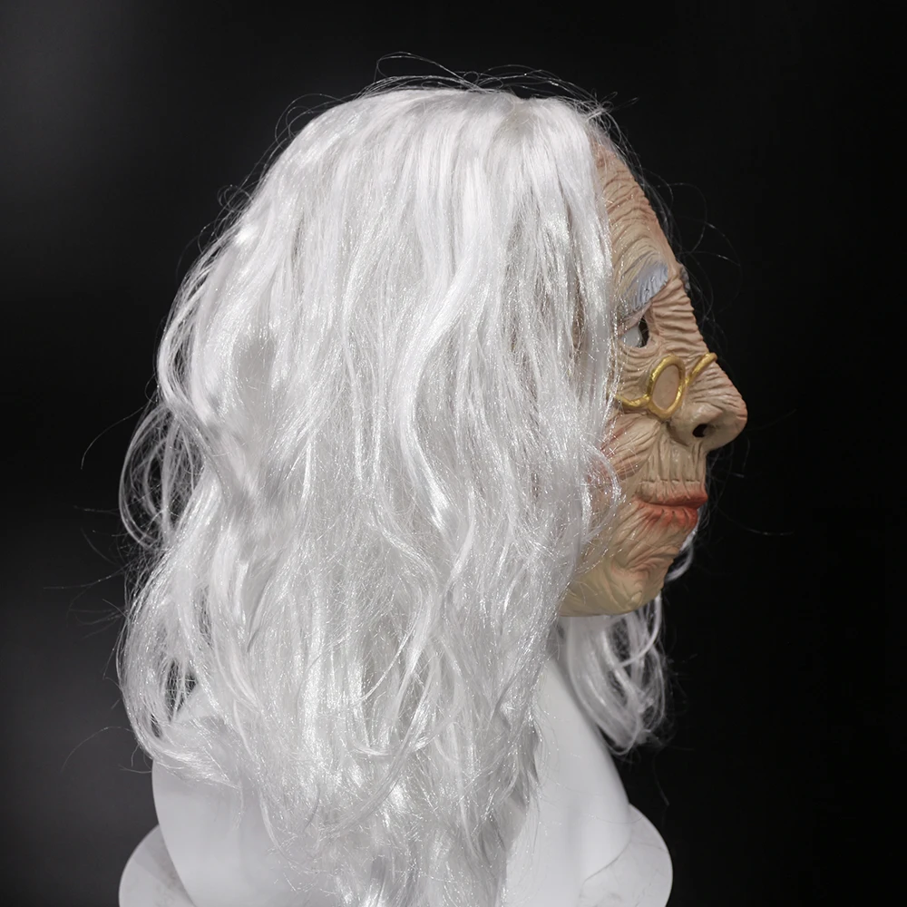 Old Woman Mask Halloween Creepy Wrinkle Face Mask Latex Cosplay Party Props Scary Full Head Carnival Cosplay